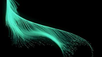 futuristic optical fiber particle lines Flowing or moving effect abstract loop animation on black background video