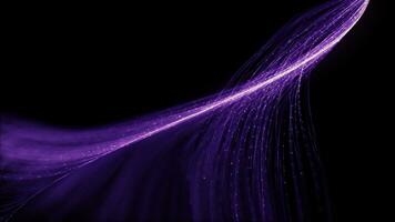 futuristic optical fiber particle lines Flowing or moving effect abstract loop animation on black background video