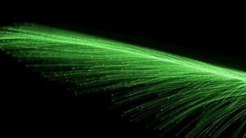 futuristic optical fiber particle lines Flowing or moving effect abstract loop animation on black background video