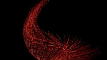 futuristic optical fiber particle lines Flowing or moving effect abstract loop animation on black background video