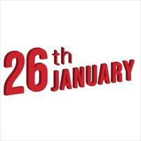 26 enero , diario calendario hora y fecha calendario símbolo. moderno diseño, 3d representación. blanco antecedentes. vector