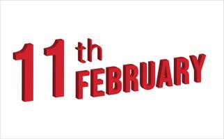 11 febrero , diario calendario hora y fecha calendario símbolo. moderno diseño, 3d representación. blanco antecedentes. vector