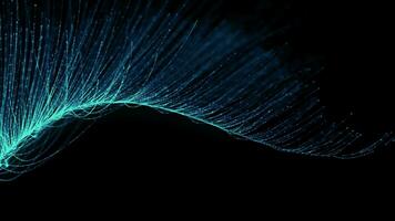 futuristic optical fiber particle lines Flowing or moving effect abstract loop animation on black background video