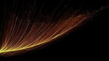 futuristic optical fiber particle lines Flowing or moving effect abstract loop animation on black background video