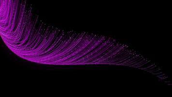 futuristic optical fiber particle lines Flowing or moving effect abstract loop animation on black background video