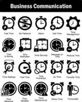 A set of 20 business icons as fast time, no patience, alarm vector