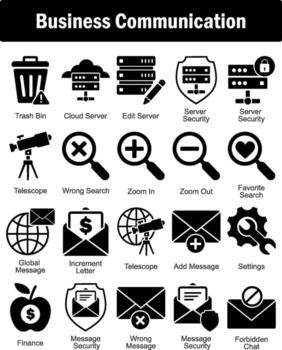 A set of 20 business icons as trash bin, cloud server, edit server vector