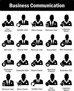 A set of 20 business icons as user security, update user, store owner vector