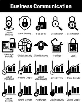 A set of 20 business icons as location security, lock security, fast lock vector