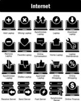 un conjunto de 20 Internet íconos como añadir computadora portátil, incorrecto computadora portátil, sincronizar ordenador portátil vector