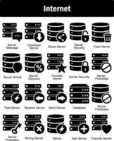 A set of 20 Internet icons as server message, download server, share server vector