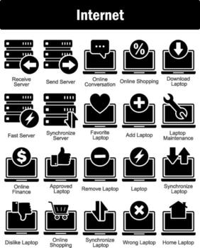 A set of 20 Internet icons as receive server, send server, online conversation vector