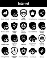 A set of 20 Internet icons as graph security, send shield, card security vector