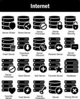A set of 20 Internet icons as server shield, share server, server prohibited vector