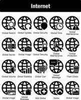 A set of 20 Internet icons as global search, global update, global vector