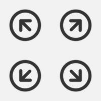 Arrow circle diagonal icon upright downright up-left down-left vector