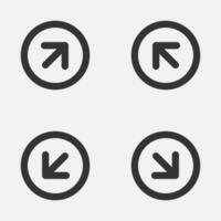 Arrow diagonal circle icon upleft downleft upright downright button vector