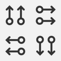 Arrow double circle navigation icon selected move up down left right button vector