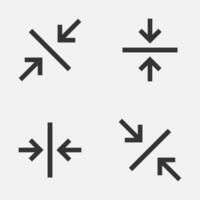 Arrow minimize icon vertical horizontal diagonal re-size button vector
