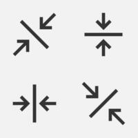 Arrow minimize icon vertical horizontal diagonal re-size button vector