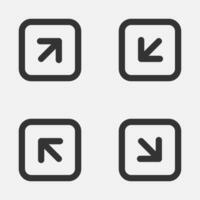 Diagonal arrow square icon vector. vector