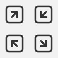 Diagonal arrow square icon vector. vector