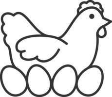 Hen and eggs line icon vector