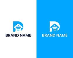 Letter D with bank icon for marketing company premium logo design vector