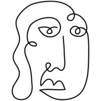 Modern minimalist abstract face line art element. Aesthetic style portrait art. Sketch minimalist art. One-line drawing abstract. Contemporary continuous line art portrait, minimalist contour face. vector