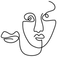 moderno minimalista resumen cara línea Arte elemento. estético estilo retrato Arte. bosquejo minimalista Arte. una línea dibujo resumen. contemporáneo continuo línea Arte retrato, minimalista contorno rostro. vector