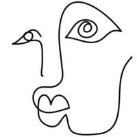 Modern minimalist abstract face line art element. Aesthetic style portrait art. Sketch minimalist art. One-line drawing abstract. Contemporary continuous line art portrait, minimalist contour face. vector