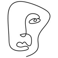 Modern minimalist abstract face line art element. Aesthetic style portrait art. Sketch minimalist art. One-line drawing abstract. Contemporary continuous line art portrait, minimalist contour face. vector