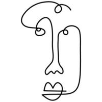 Modern minimalist abstract face line art element. Aesthetic style portrait art. Sketch minimalist art. One-line drawing abstract. Contemporary continuous line art portrait, minimalist contour face. vector