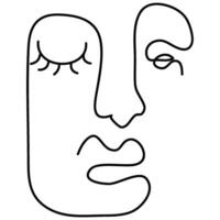 Modern minimalist abstract face line art element. Aesthetic style portrait art. Sketch minimalist art. One-line drawing abstract. Contemporary continuous line art portrait, minimalist contour face. vector