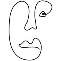 Modern minimalist abstract face line art element. Aesthetic style portrait art. Sketch minimalist art. One-line drawing abstract. Contemporary continuous line art portrait, minimalist contour face. vector