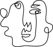 Modern minimalist abstract face line art element. Aesthetic style portrait art. Sketch minimalist art. One-line drawing abstract. Contemporary continuous line art portrait, minimalist contour face. vector