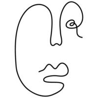 Modern minimalist abstract face line art element. Aesthetic style portrait art. Sketch minimalist art. One-line drawing abstract. Contemporary continuous line art portrait, minimalist contour face. vector