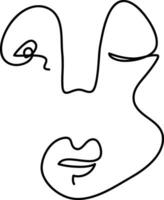 Modern minimalist abstract face line art element. Aesthetic style portrait art. Sketch minimalist art. One-line drawing abstract. Contemporary continuous line art portrait, minimalist contour face. vector