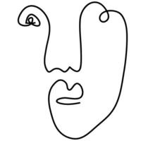 Modern minimalist abstract face line art element. Aesthetic style portrait art. Sketch minimalist art. One-line drawing abstract. Contemporary continuous line art portrait, minimalist contour face. vector