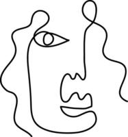 moderno minimalista resumen cara línea Arte elemento. estético estilo retrato Arte. bosquejo minimalista Arte. una línea dibujo resumen. contemporáneo continuo línea Arte retrato, minimalista contorno rostro. vector