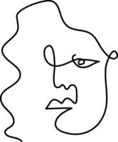 moderno minimalista resumen cara línea Arte elemento. estético estilo retrato Arte. bosquejo minimalista Arte. una línea dibujo resumen. contemporáneo continuo línea Arte retrato, minimalista contorno rostro. vector