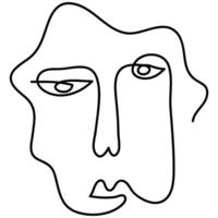 Modern minimalist abstract face line art element. Aesthetic style portrait art. Sketch minimalist art. One-line drawing abstract. Contemporary continuous line art portrait, minimalist contour face. vector