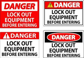 Danger Sign, Lock Out Equipment Before Entering vector