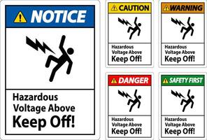 Danger Sign - Hazardous Voltage Above Keep Off vector