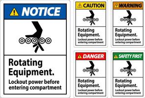 Warning Sign, Rotating Equipment, Lockout Power Before Entering Compartment vector