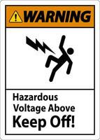 Warning Sign - Hazardous Voltage Above Keep Off vector