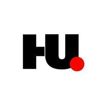 HU brand name letters on square shape. vector