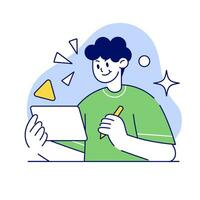 Boy succes activity study vector illustration