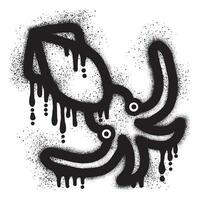 Squid graffiti with black spray paint vector