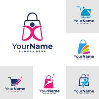 Set of Shop Leader logo design Template. Cloud People logo vector illustration.